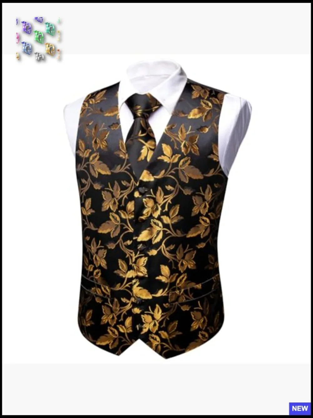 Formal Silk Vest Set Paisley Jacquard Elegant Wedding Groomsmen Classic Fit
